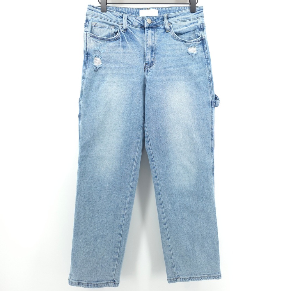 Vervet Blue T5808 Women Carpenter Jeans 28 Light Wash Distressed Utility